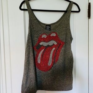 Rolling Stones Tongue Rhinestone Tank Top